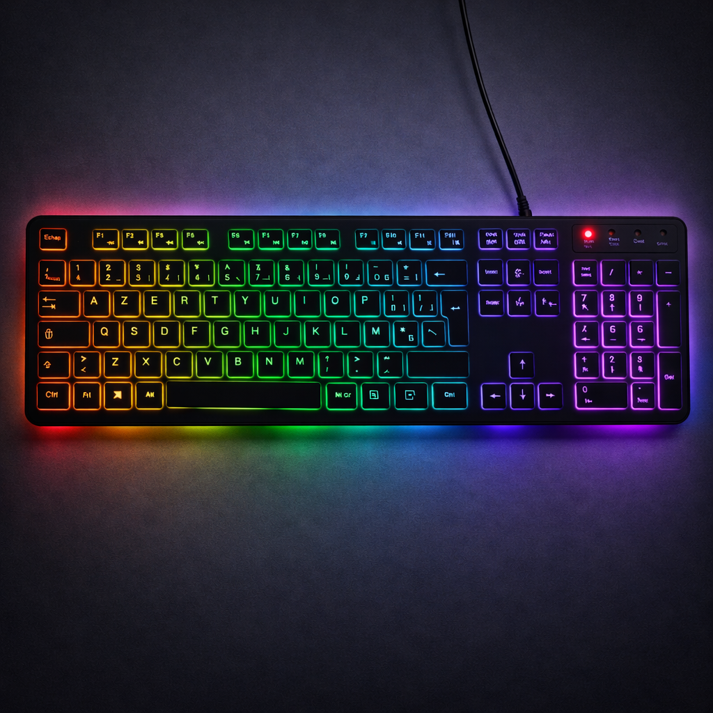 Clavier Gaming Filaire Rétroéclairé,  Pour Tout Type d'Appareil